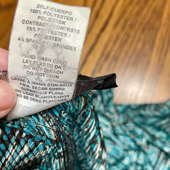 Connected Apparel Blouse Shoulder Pads Vintage 90s Black Turquoise Women’s 8 - Picture 7 of 9